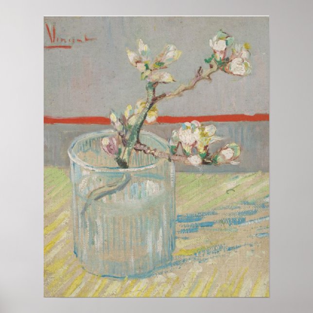Sprig av Blommar Almond i en Glass van Gogh Sm Poster (Framsidan)