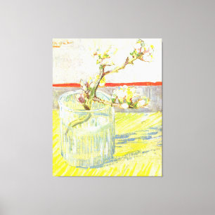 Sprig av blommar-mandel i en glas van Gogh Canvastryck