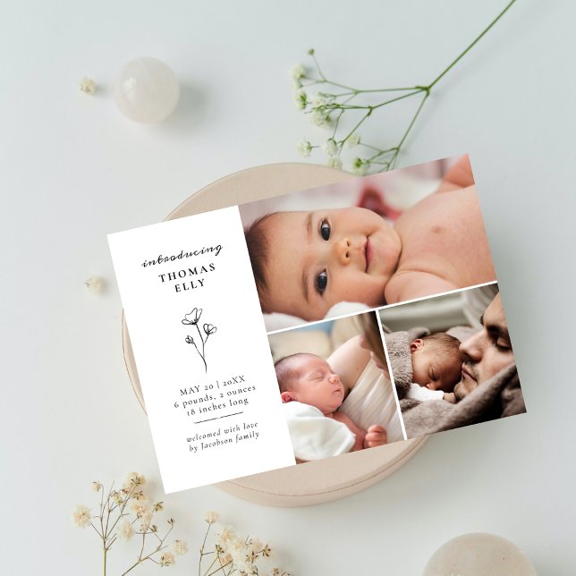 Sprig av greenery Photo Collage Baby Shower Tack Kort (Skapare uppladdad)