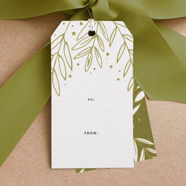 Sprigs Botanical Presentetikett (Green sprigs botanical gift tag.)