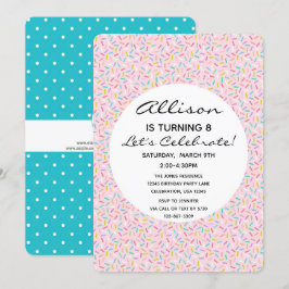 Sprikle Cupaka Girl Birthday Cake Inbjudningar