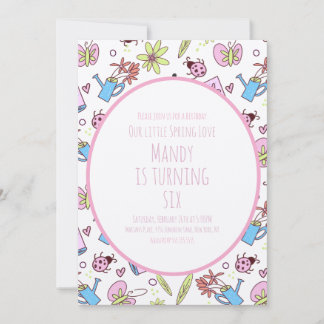 Spring and Books Birthday Party Inbjudningar