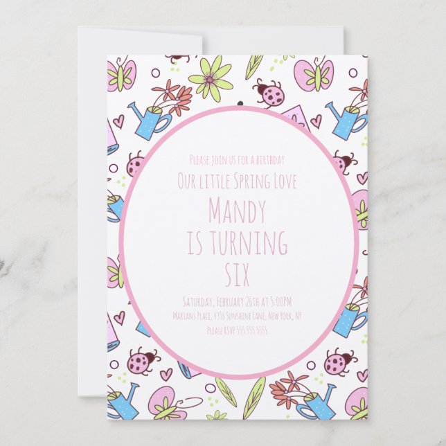 Spring and Books Birthday Party Inbjudningar (Framsida)