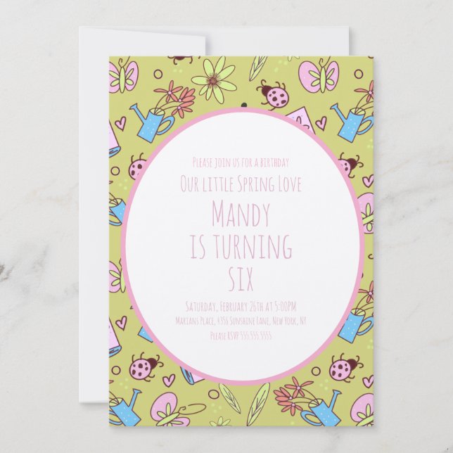 Spring and Books Birthday Party Inbjudningar (Framsida)