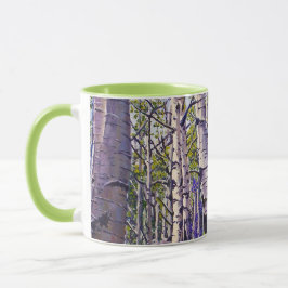 Spring Aspen Tree Woodland Purple Green Coffee Mugg