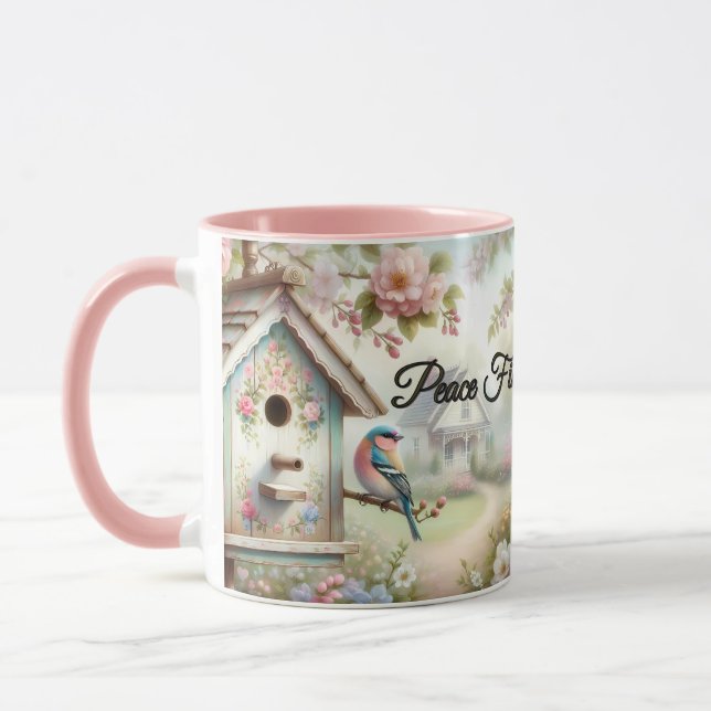 Spring Birdhouse With Pastel Flowers And Bird Mugg (Vänster)