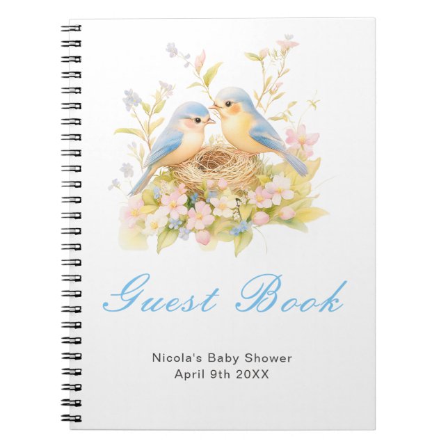 Spring Birds Baby Shower Guest Book Anteckningsbok (Framsidan)