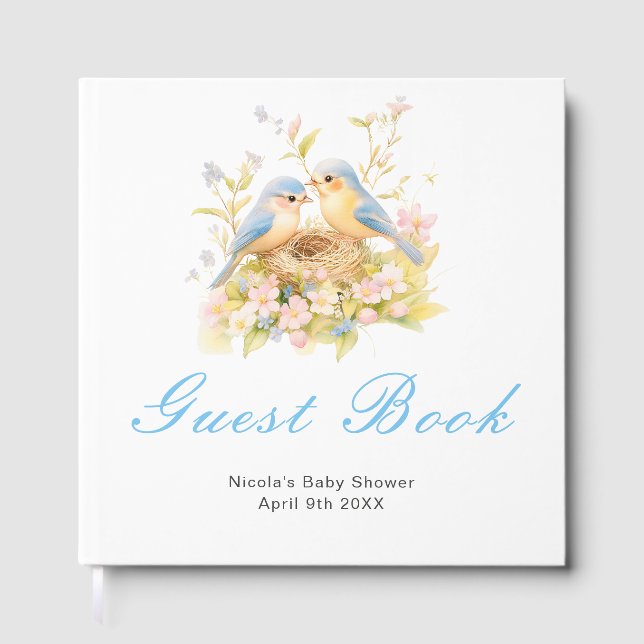 Spring Birds Baby Shower Guest Book Gästböcker (Framsida)