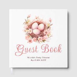 Spring Birds Nest Baby Shower Guest Book Gästböcker