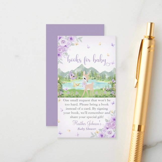 Spring Bloom and Butterflies Deer Baby Shower  Tilläggskort (Fram/Back In Situ)