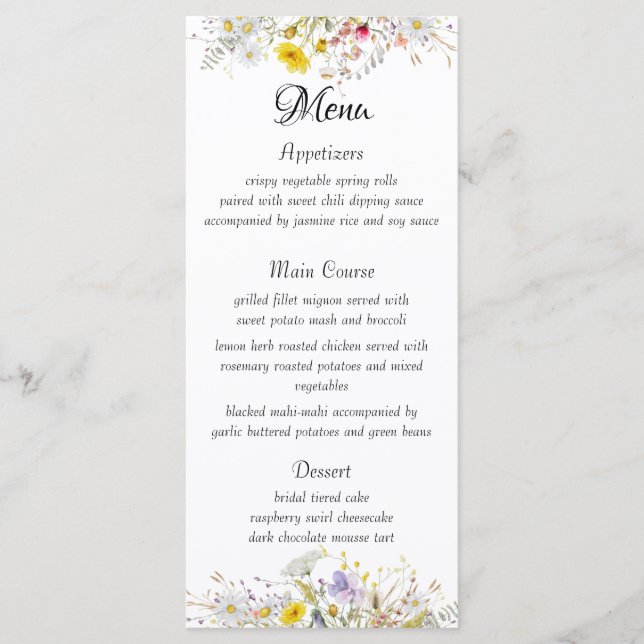 Spring Blossom Wedding Menu Meny (Framsida)