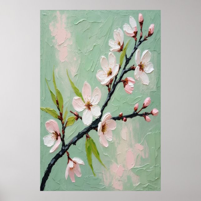 Spring Blossoms Oil Painting on Canvas Large Flora Poster (Framsidan)
