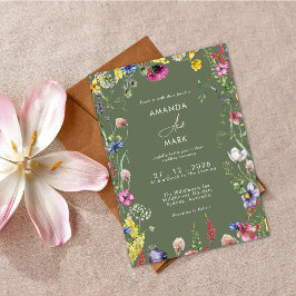 Spring Boho Chic Colorful Wildflower Wedding  Inbjudningar