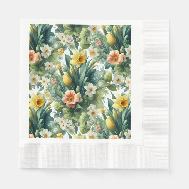 Spring Botanical Floral Easter Napkins Pappersservett (Framsidan)