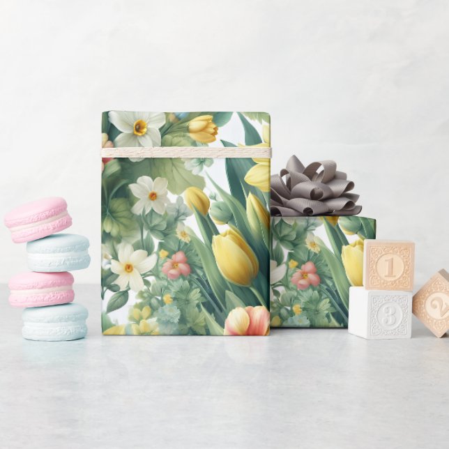 Spring Botanical Floral Wrapping Paper Presentpapper (Baby Shower)