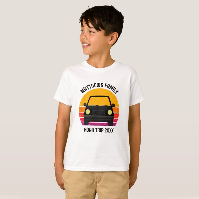 Spring Break Road Trip Sunset Custom Kids T Shirt (Hel framsida)