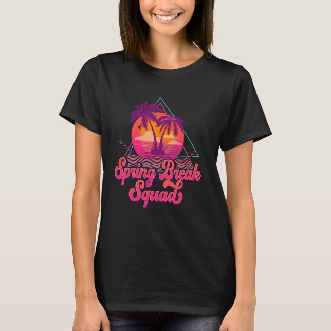 Spring Break Squad 2023 Retro 80-tals Solnedgångsm T Shirt (Framsida)