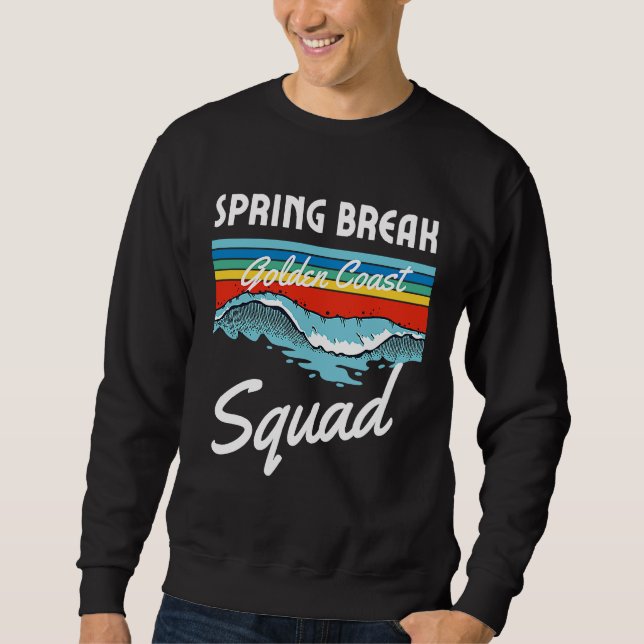 Spring Break Squad 2023 Solnedgångsvåg på stranden Lång Ärmad Tröja (Framsida)