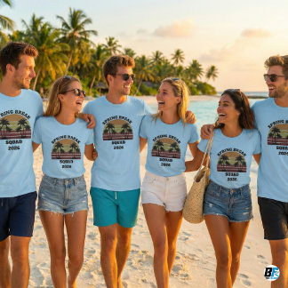 Spring Break Squad 2026 Retro Sunset Palm Trees  T Shirt