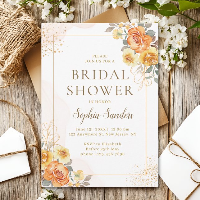 Spring Bridal Shower With Orange Flowers  Inbjudningar (Skapare uppladdad)