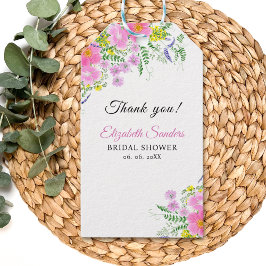 Spring Bridal shower with wildflowers Pink Presentetikett