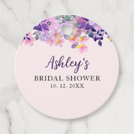 Spring Bridal shower with wildflowers Purple Color Gåvor Etiketter