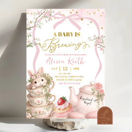 Spring Bunny Tea Baby Is Brewing Baby Shower Inbjudningar