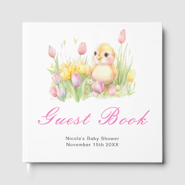 Spring Chick Baby Shower Guest Book Gästböcker (Framsida)