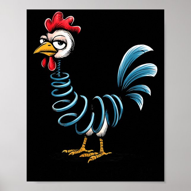 Spring Chicken Chicken On Go Stick Funny Chicken  Poster (Framsidan)