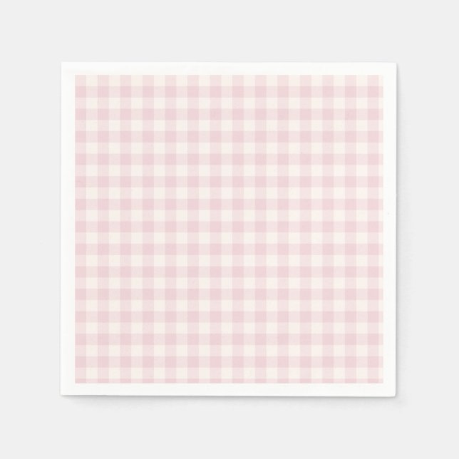 Spring Classic Gingham | Mjuk Rosa Pappersservett (Framsidan)