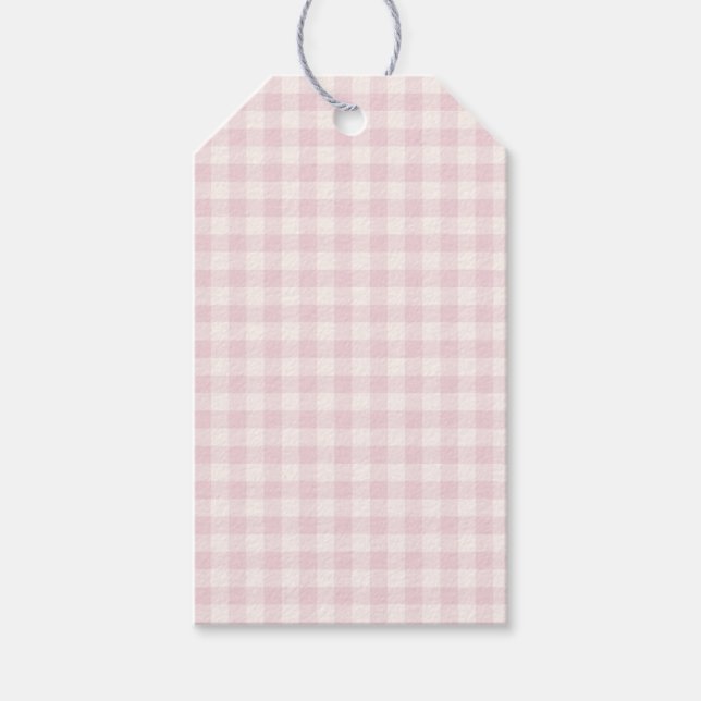 Spring Classic Gingham | Mjuk Rosa Presentetikett (Framsidan)