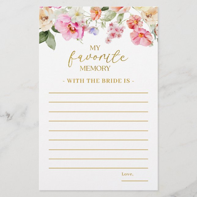 Spring Colorful Floral Bridal Shower Memory Game (Framsida)