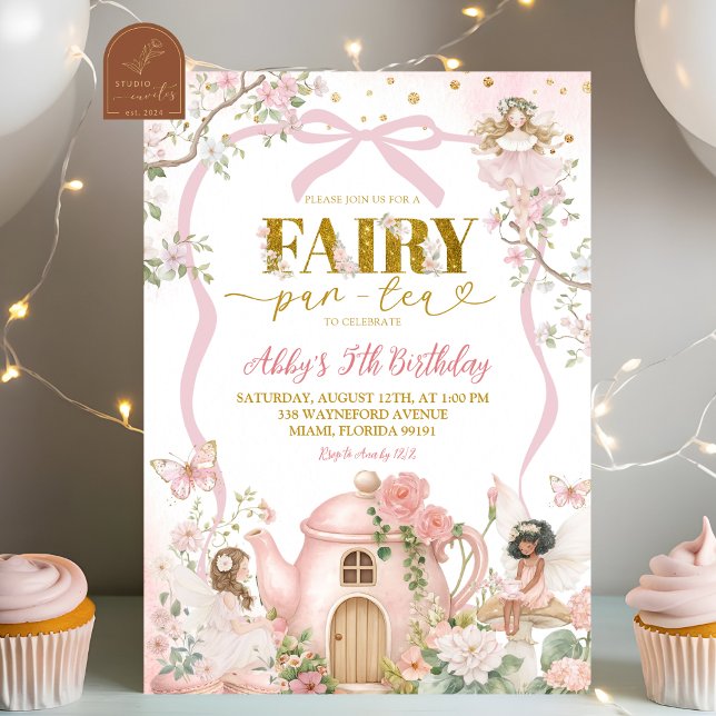 Spring Coquette Enchanted Fairy Tea Party Birthday Inbjudningar (Skapare uppladdad)