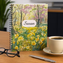 Spring Daffodil Meadow Watercolor Notebook