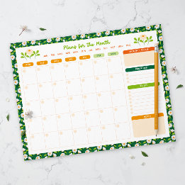Spring Daisies & Vine Monthly Monday Start Planner Anteckningsblock