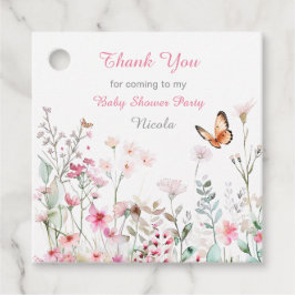 Spring Deep Pink Butterfly Floral Baby Shower Gåvor Etiketter