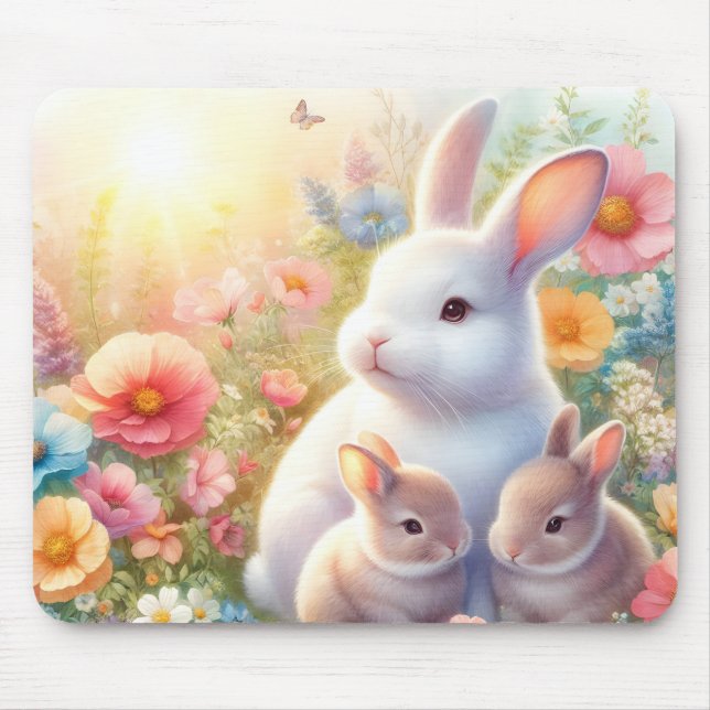 Spring Easter Bunny Family Floral Garden Musmatta (Framsidan)
