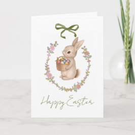 Spring Easter Floral Egg Bunny Holiday Card Kort