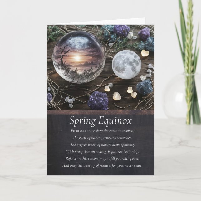 Spring Equinox Ostara with Globe Moon Crystals  Kort (Framsida)