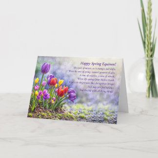 Spring Equinox with Pretty Colorful Tulips Poem Kort