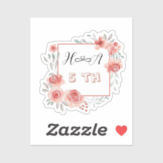 Spring Floral Anniversary | Elegant Modern Wedding Klistermärken