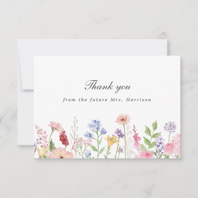 Spring Floral Border Bridal Shower Tack Kort (Framsida)