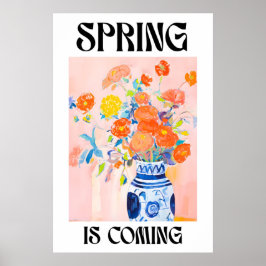 Spring Floral Bouquet Art Print Vintage Vase Poster