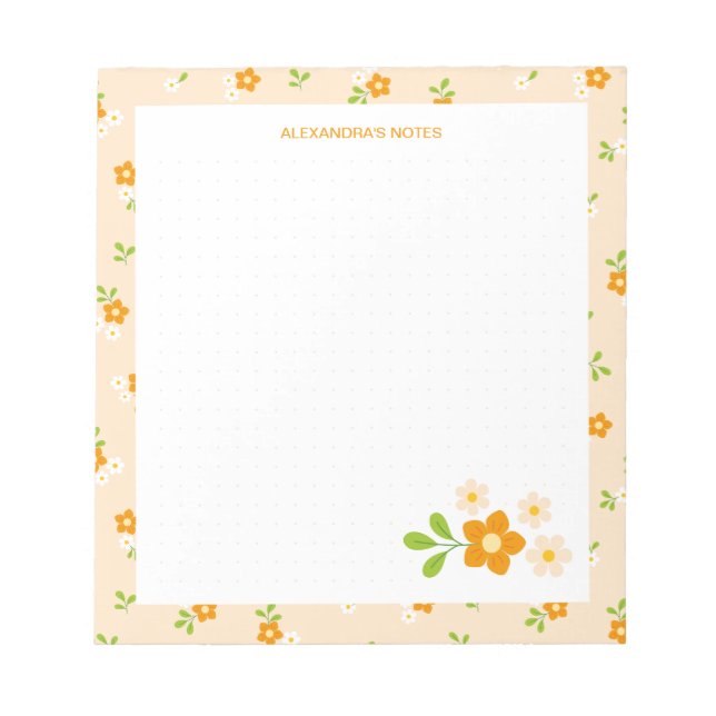 Spring Floral Bouquets Personalised Dotted Anteckningsblock (Framsida)