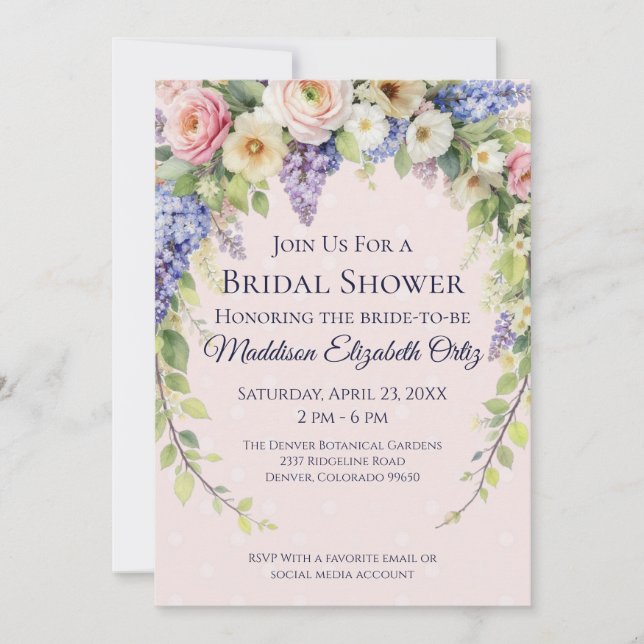 Spring Floral Bridal Shower Inbjudningar (Framsida)