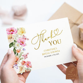 Spring Floral Bridal Shower Thank You Card Tack Kort