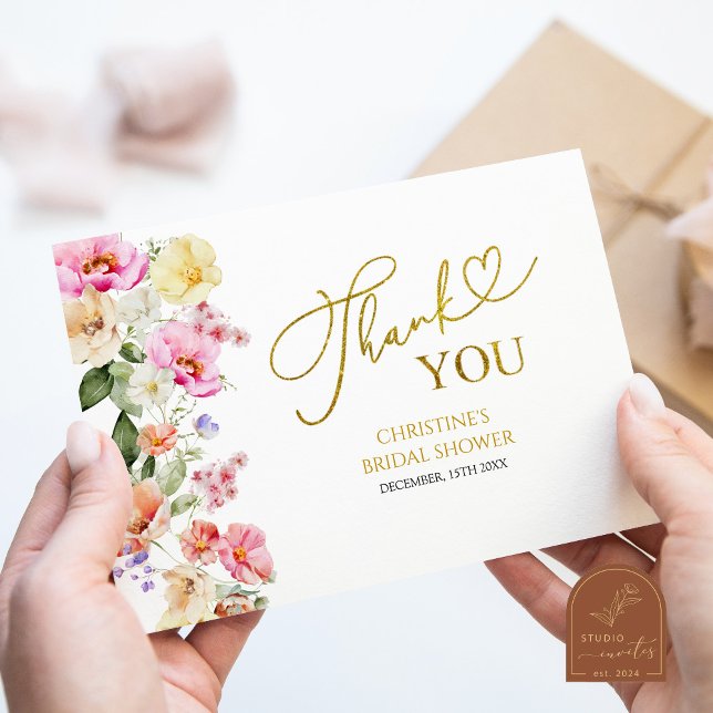 Spring Floral Bridal Shower Thank You Card Tack Kort (Skapare uppladdad)