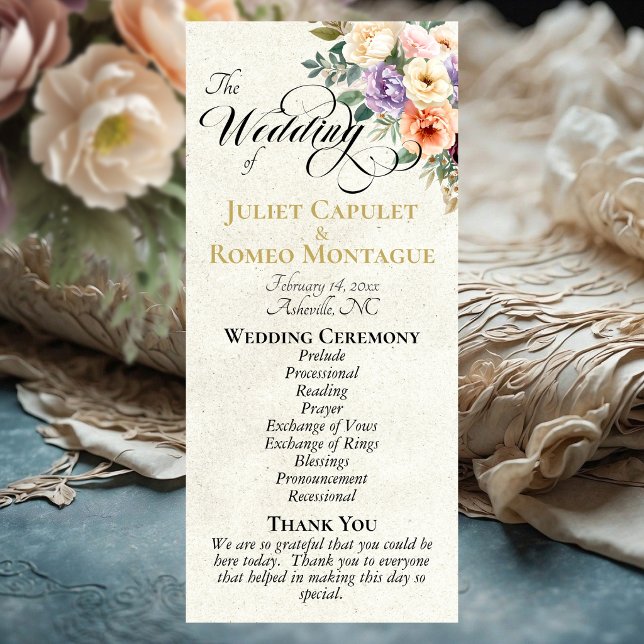 Spring Floral - Cream Wedding Program (Skapare uppladdad)