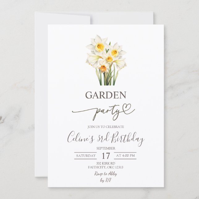 Spring Floral Daffodil Wreath Garden Party Inbjudningar (Framsida)