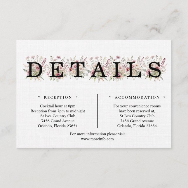 Spring Floral Details Enclosure Card Tilläggskort (Framsida)